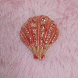 Glamorous Pink and Gold Shell Brooch